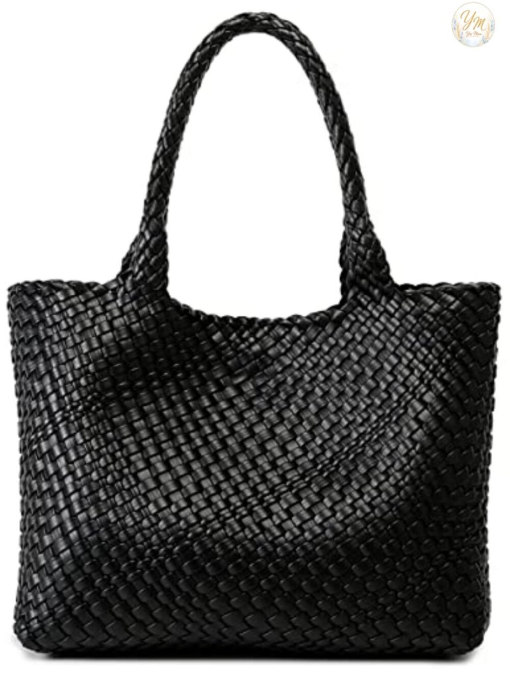 Woven Vegan Leather Tote Bag Top Handle Shoulder Handbag
